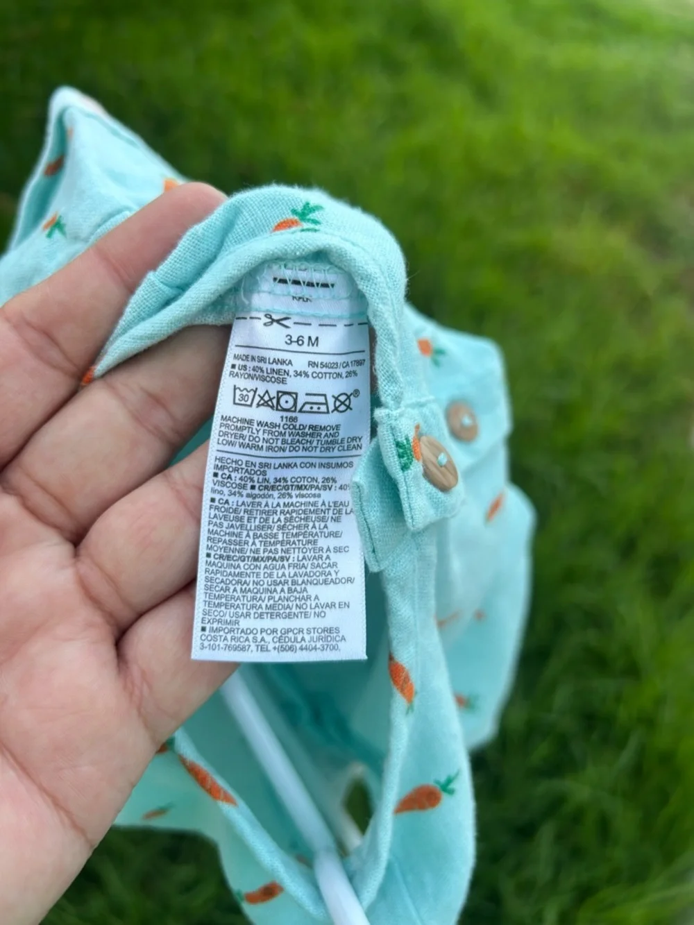 Old Navy Mint Green Baby Romper with Carrot Print